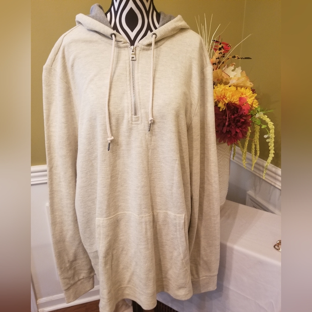 NEW Men's Flag & Anthem Cream Hoodie Long Sleeves
